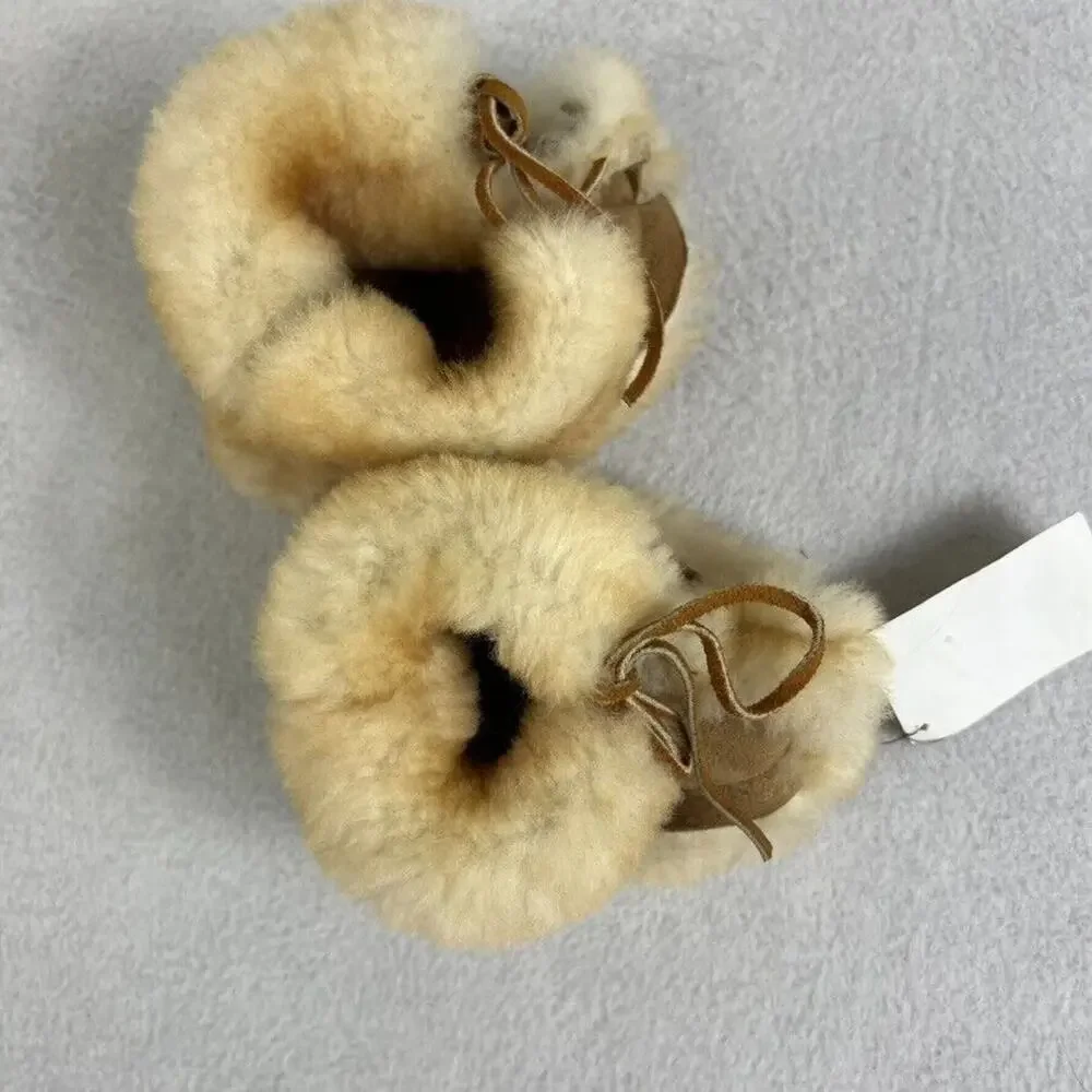 Fur Brown Baby Slippers Unisex Girls & Boys - Size: 3-6 Months